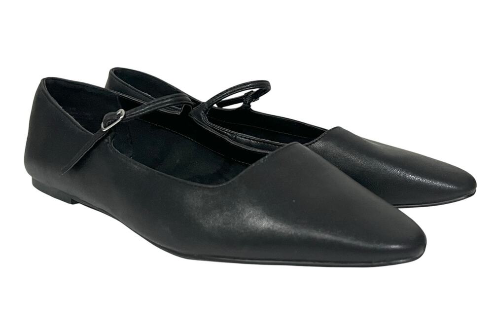 Open Edit Womens Regina Mary Jane Black Pointed Toe Flat Size 11